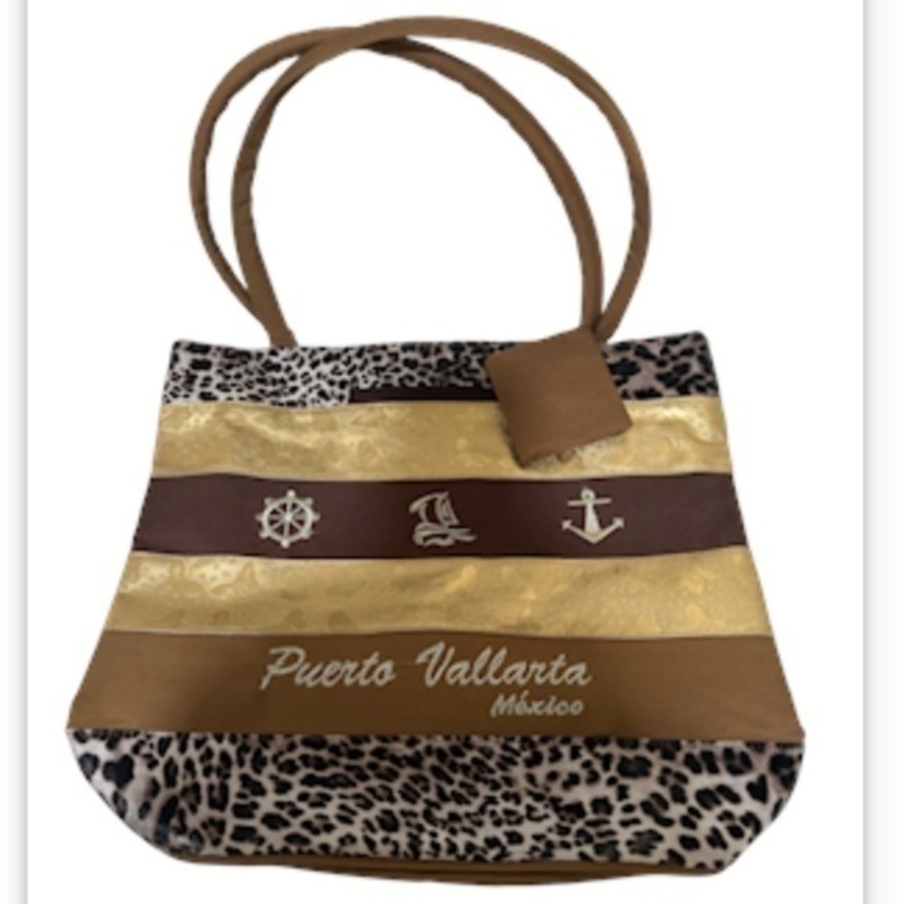 PUERTO VALLARTA large resort leopard print tote bag